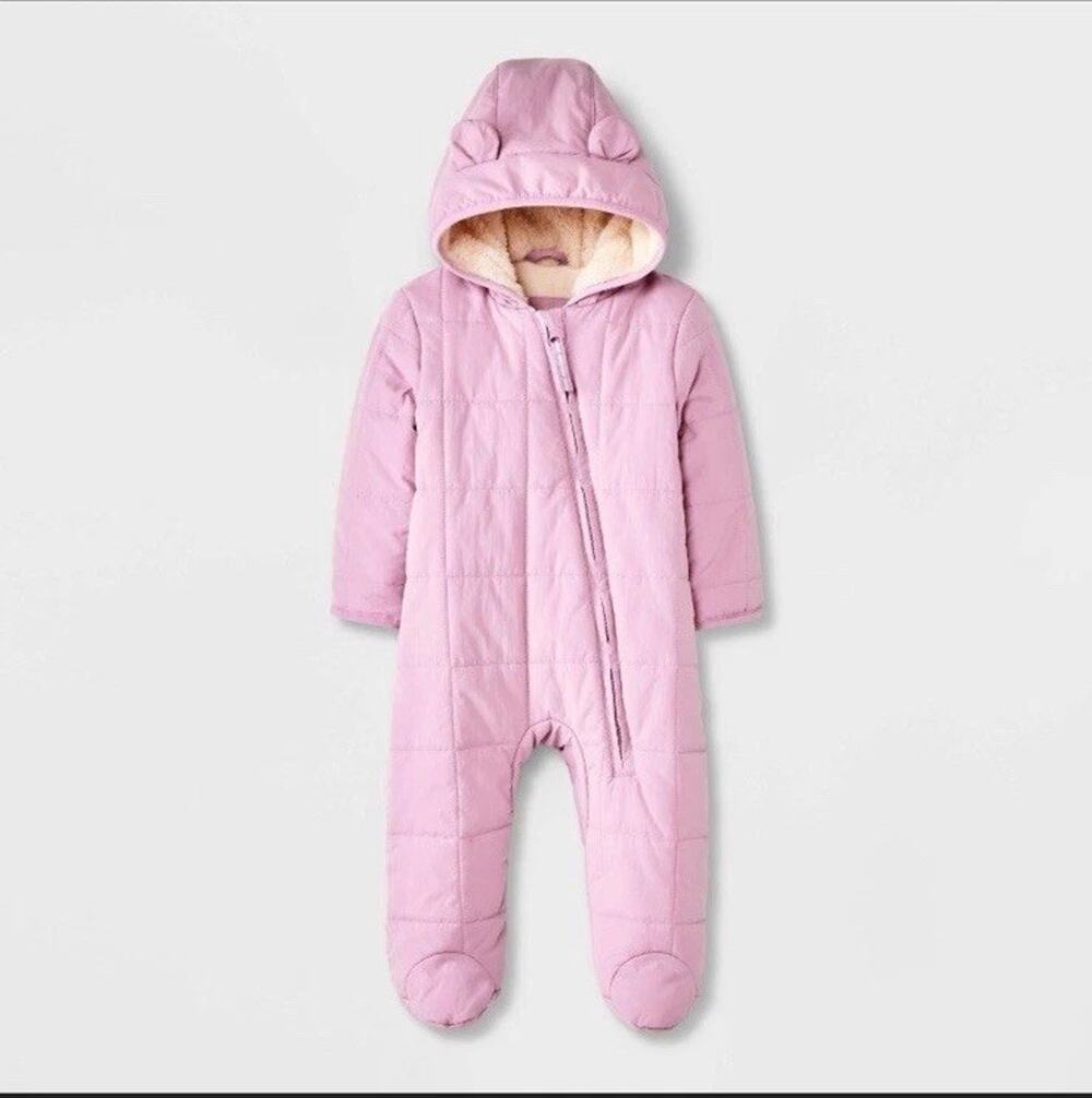 Baby Girls Bunting Puffer Snowsuit Cat & jack 3-6 Months Fleece Interior Outdoor